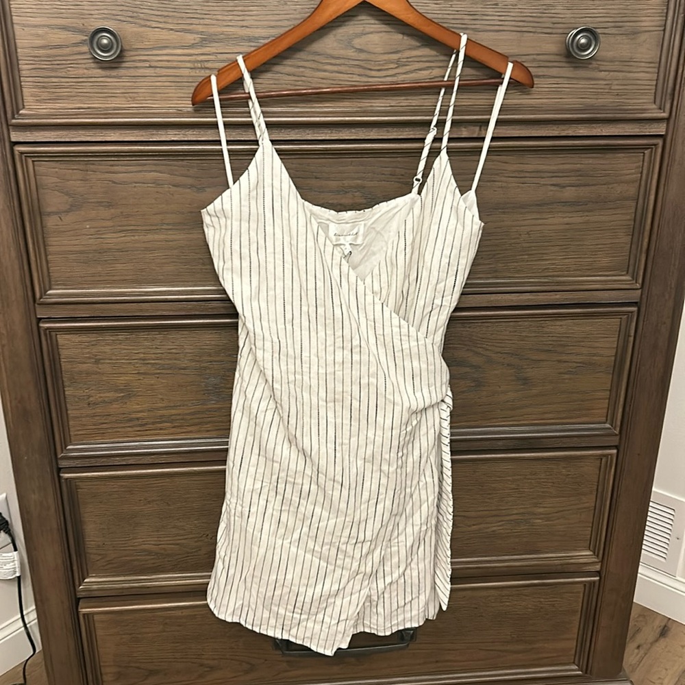 Line and.black-and-white striped wrapped dress
